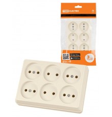 Розетка шестиместная 2П открытой установки IP20 10А сл. кость "Ладога"  SQ1801-0244  TDM