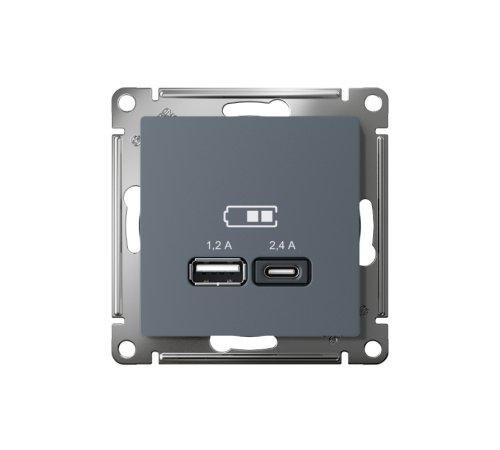 AtlasDesign ГрифельUSB Розетка A+С, 5В/2,4А, 2х5В/1,2А, механизм  ATN000739  SE