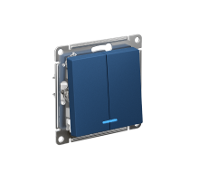 AtlasDesign Аквамарин Выключатель 2-клавишный с подсветкой,сх.5а, 10АХ,механизм, быстрозажимные клеммы  ATN001153S  SE