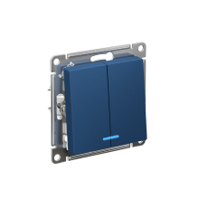 AtlasDesign Аквамарин Выключатель 2-клавишный с подсветкой,сх.5а, 10АХ,механизм, быстрозажимные клеммы  ATN001153S  SE