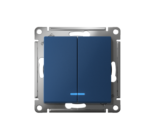 AtlasDesign Аквамарин Выключатель 2-клавишный с подсветкой,сх.5а, 10АХ,механизм, быстрозажимные клеммы  ATN001153S  SE