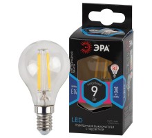 Лампа светодиодная F-LED P45-9w-840-E14 (филамент, шар, 9Вт, нейтр, E14)  Б0047026  ЭРА
