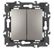 Выключатель Elegance 14-1104-16 двойной, 10АХ-250В, титан  Б0065803  ЭРА