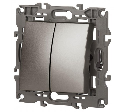 Выключатель Elegance 14-1104-16 двойной, 10АХ-250В, титан  Б0065803  ЭРА