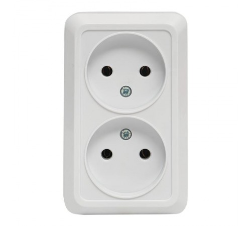 Рим Розетка 2-местная 10А без заземления белая EKF  ENR10-102-10  EKF