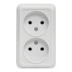 Рим Розетка 2-местная 10А без заземления белая EKF  ENR10-102-10  EKF