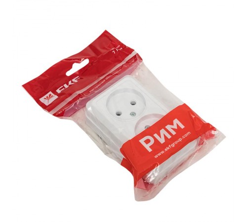 Рим Розетка 2-местная 10А без заземления белая EKF  ENR10-102-10  EKF