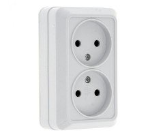 Рим Розетка 2-местная 10А без заземления белая EKF  ENR10-102-10  EKF