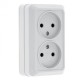 Рим Розетка 2-местная 10А без заземления белая EKF  ENR10-102-10  EKF