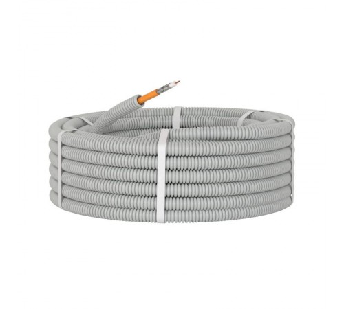 Электротруба ПВХ гибкая гофрированная д. 20 мм, цвет серый, с коаксиальным кабелем SAT нг(А)-HF, 50 м  9VE92050  DKC