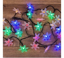 Гирлянда светодиодная "Снежинки" 30 LED МУЛЬТИКОЛОР 4,4 метра с контроллером  303-065  NEON-NIGHT