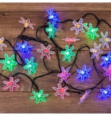 Гирлянда светодиодная "Снежинки" 30 LED МУЛЬТИКОЛОР 4,4 метра с контроллером  303-065  NEON-NIGHT