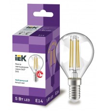 Лампа светодиодная G45 шар прозрачная 5Вт 230В 4000К E14 серия 360°  LLF-G45-5-230-40-E14-CL  IEK