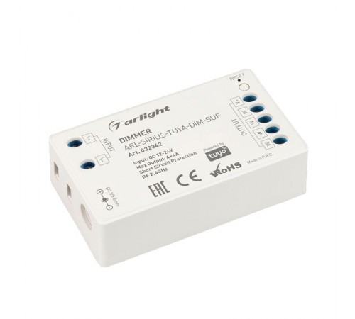 Диммер ARL-SIRIUS-TUYA-DIM-SUF (12-24V, 4x4A, 2.4G) (Arlight, IP20 Пластик, 3 года)  032342  Arlight