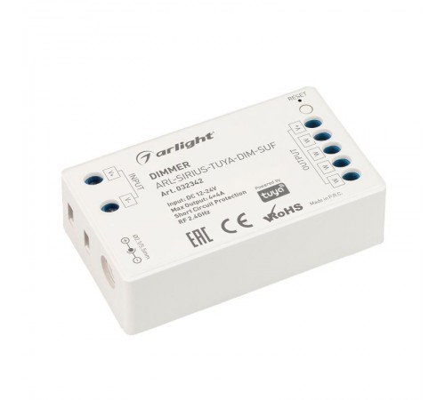 Диммер ARL-SIRIUS-TUYA-DIM-SUF (12-24V, 4x4A, 2.4G) (Arlight, IP20 Пластик, 3 года)  032342  Arlight