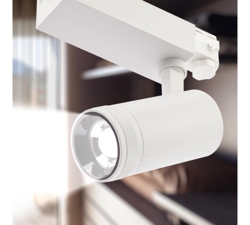 Светильник светодиодный трековый трёхфазный STR-30-99-40K-W30 регулируемый луч 4000K белый  Б0049785  ЭРА