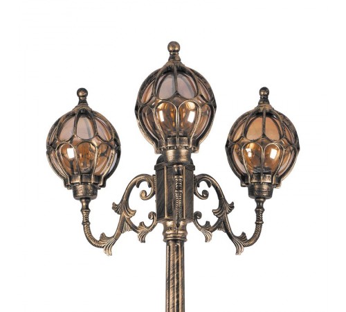 Светильник садово-парковый PL3709 столб круглый 3*60W 230V E27, черное золото  11389  Feron