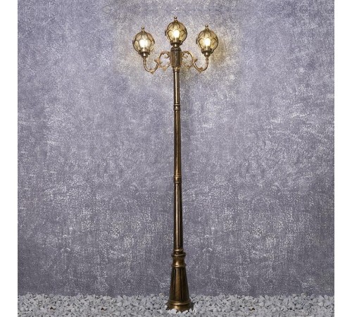 Светильник садово-парковый PL3709 столб круглый 3*60W 230V E27, черное золото  11389  Feron