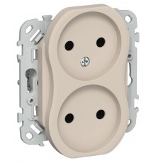 FLITE Розетка 2-ая без заземления без шторок 10А РС02-0-ФлЛ льняной  FI-R20-10-K88  IEK