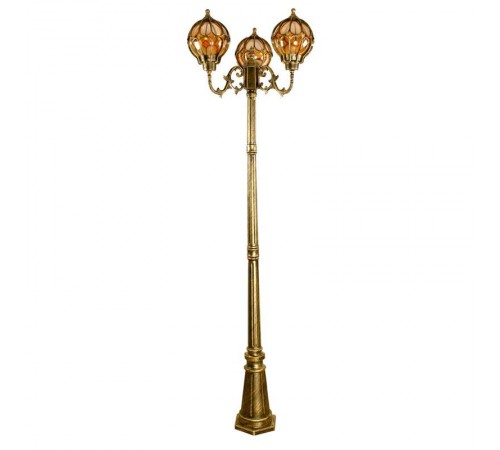 Светильник садово-парковый PL3709 столб круглый 3*60W 230V E27, черное золото  11389  Feron
