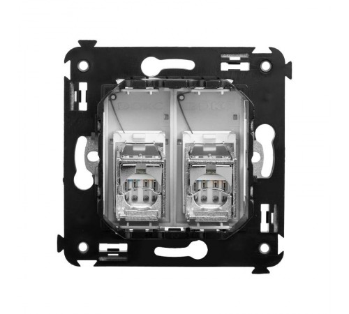 Компьютерная розетка RJ-45 в стену, кат.6 двойная экранированная"Avanti", "Закаленная сталь"  4404394  DKC