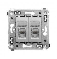 Компьютерная розетка RJ-45 в стену, кат.6 двойная экранированная"Avanti", "Закаленная сталь"  4404394  DKC