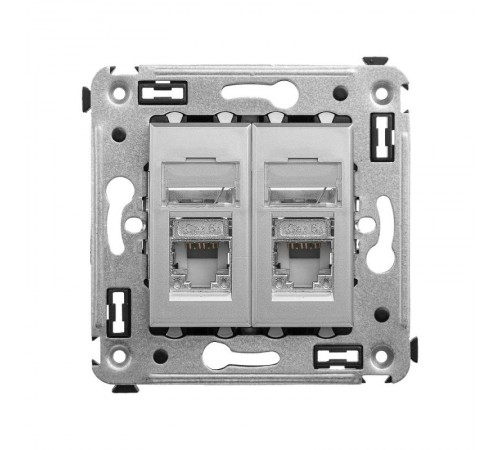 Компьютерная розетка RJ-45 в стену, кат.6 двойная экранированная"Avanti", "Закаленная сталь"  4404394  DKC