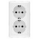 Хит Белый О/У Розетка 2-ая с заземлением без шторок 16А, 250В  RA16-238-B  SE