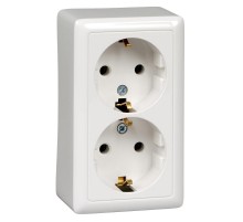 Хит Белый О/У Розетка 2-ая с заземлением без шторок 16А, 250В  RA16-238-B  SE