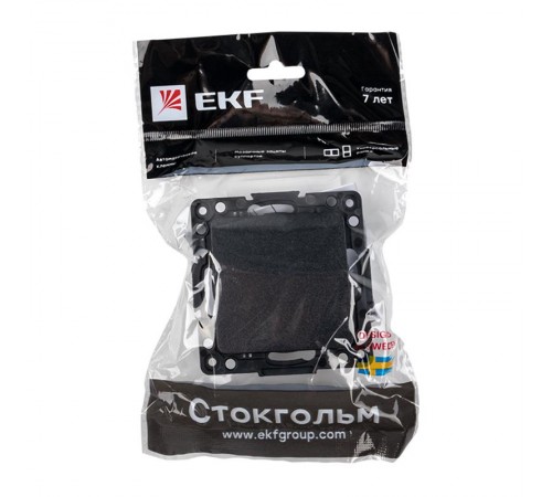 Стокгольм Механизм Выключателя 1-кл. 10А черный PROxima  EZV10-021-10  EKF