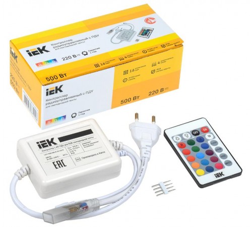 Контроллер с ПДУ ИК RGB 3 канала 220В 3А 500Вт  LSC1-RGB-500-IR-20-220-B  IEK