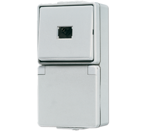 Штепсельная розетка SCHUKO для накладного монтажа с выключателем IP44  671W  Jung