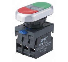 Двойная кнопка NP2-BW8465 1НО+1НЗ AC230В(LED) IP40  573829  CHINT