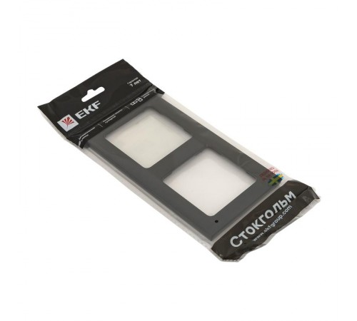 Стокгольм Рамка 2-местная металлическая черная PROxima  EZM-G-303-10  EKF