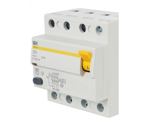 Выключатель дифференциальный (УЗО) ВД1-63 4п 25А 300мА тип AC  MDV10-4-025-300  IEK