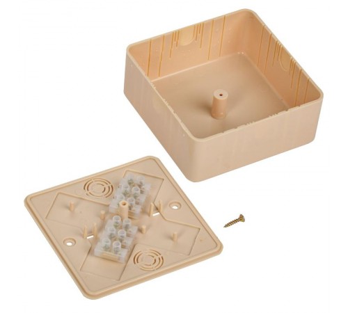 Коробка распределительная КМ41222-04 для о/п 104х104х44 мм сосна (6 клемм 6мм2)  UKO10-100-100-044-K34  IEK