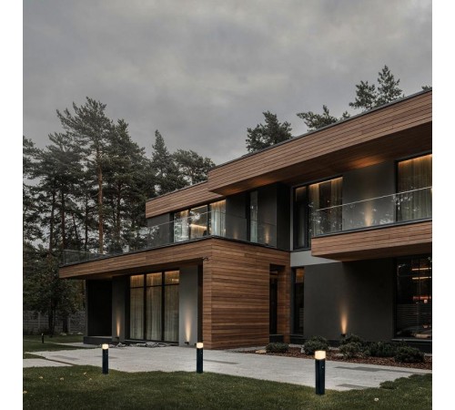 Светильник садово-парковый с датчиком освещенности/движения, 230V E27, DH0207, черный (столб)  11683  FERON