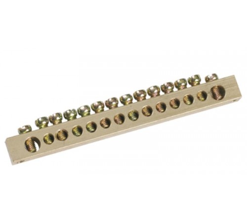 Шина PEN "земля-ноль" 6х9мм 14/2 (14групп/креп по краям)  YNN11-14-100  IEK