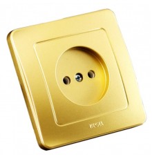 Розетка скрытой установки, одноместная, со шторкой, цвет золото  РС16-302-07  HEGEL
