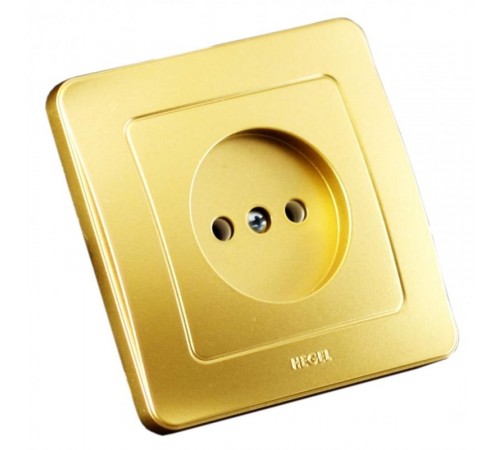 Розетка скрытой установки, одноместная, со шторкой, цвет золото  РС16-302-07  HEGEL