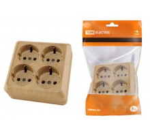 Розетка четырехместная 2П+3 открытой установки IP20 16A сосна "Ладога"  SQ1801-0422  TDM