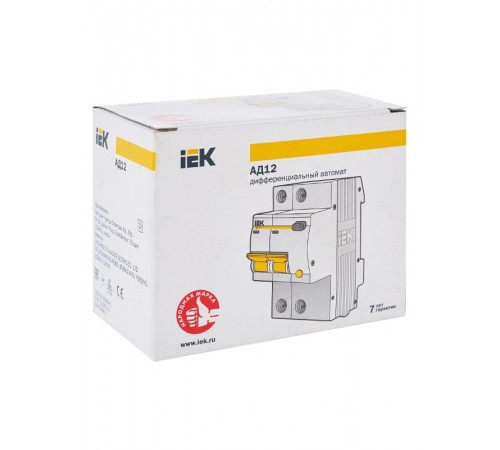 Выключатель автоматический дифференциального тока АД12 2п 20А C 30мА тип AC (3 мод)  MAD10-2-020-C-030  IEK