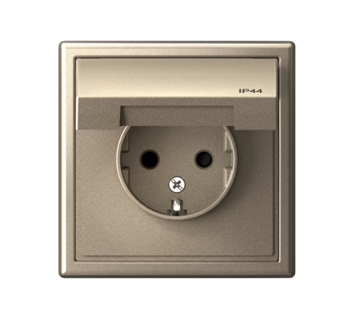 ArtGallery Шампань Розетка с заземлением со шторками с крышкой, 16А, IP44, механизм  GAL440546  SE