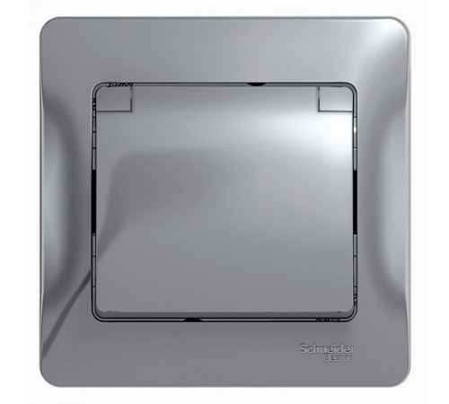 Glossa Алюминий Розетка с заземлением со шторками с крышкой, IP20 (в сборе с рамкой)  GSL000346  SE