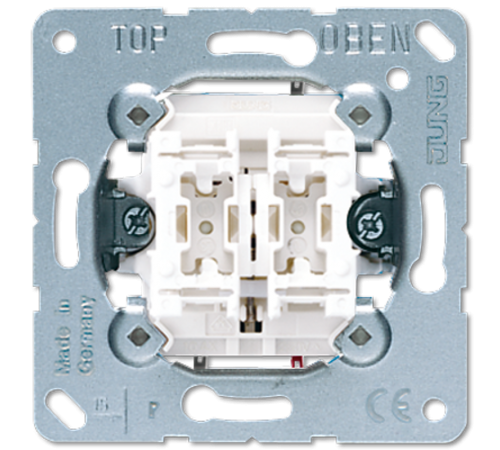 Балансирный выключатель для жалюзи, двухклавишный, с механической блокировкой от одновременного нажатия, 1 двигатель, пружинные зажимы; не подходит к 