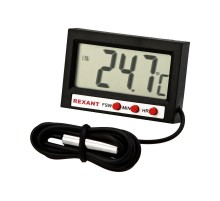 Термометр электронный комнатно-уличный с часами  70-0505  REXANT