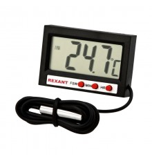 Термометр электронный комнатно-уличный с часами  70-0505  REXANT