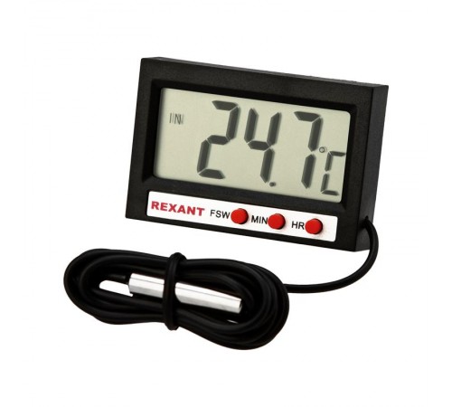 Термометр электронный комнатно-уличный с часами  70-0505  REXANT