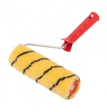 Валик полиакрил желтый с черной полосой, ворс 11 мм, ширина ролика 180 мм, бюгель 6 мм,  42 мм  89-0021  REXANT