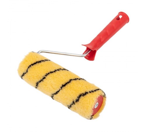 Валик полиакрил желтый с черной полосой, ворс 11 мм, ширина ролика 180 мм, бюгель 6 мм,  42 мм  89-0021  REXANT